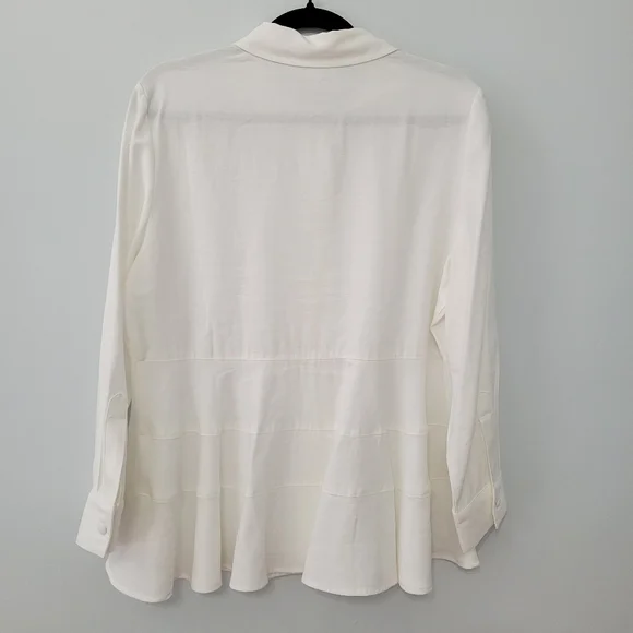Pomander Place Ashlen Blouse White Size L Flowy Button-Down Top Closet Staple - Picture 13 of 13